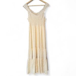 Urban Outfitters Odessa White Smocked Tiered Dress Medium